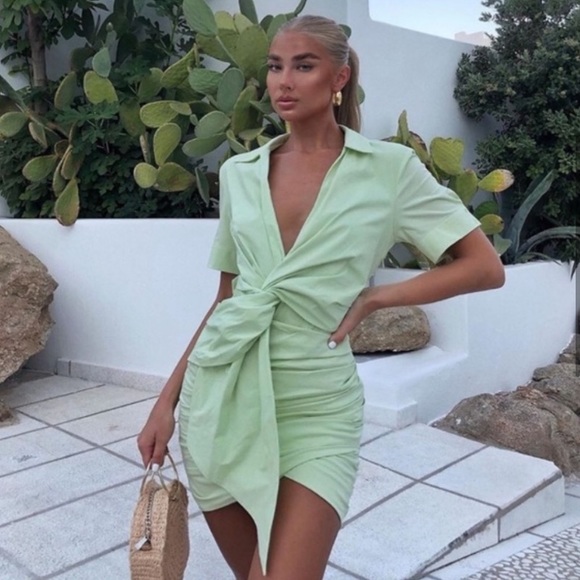 Zara Dresses & Skirts - Zara Green Poplin Collared Dress